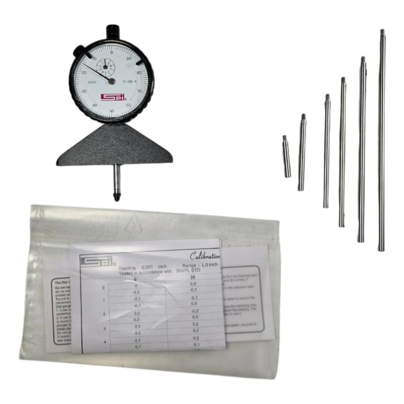SPI 13-190-4 0-22in 0.001in Dial Depth Gage w/ 6 Extension Rods