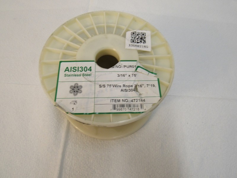 Stainless Steel Wire Rope Cable 3/16″ 7*19 x 75′ Spool