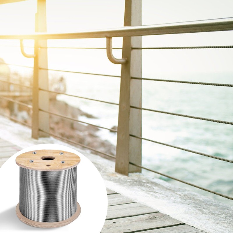 VEVOR T316 Stainless Steel Cable 1/8" 1x19 Steel Wire Rope Railing Kit 1000FT gallery