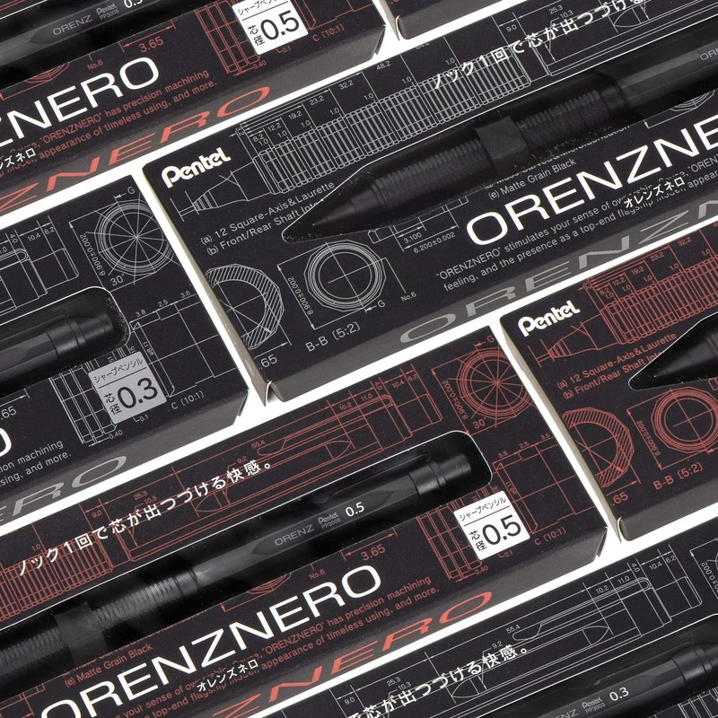 Pentel Orenz Nero Mechanical Drafting Pencil, Automatic Lead Advance, Black Barr gallery