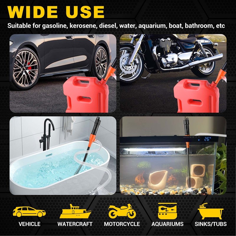 Battery Powered Electric Fuel Transfer Siphon Pump Gas Oil Water Liquid 2.4 GPM gallery