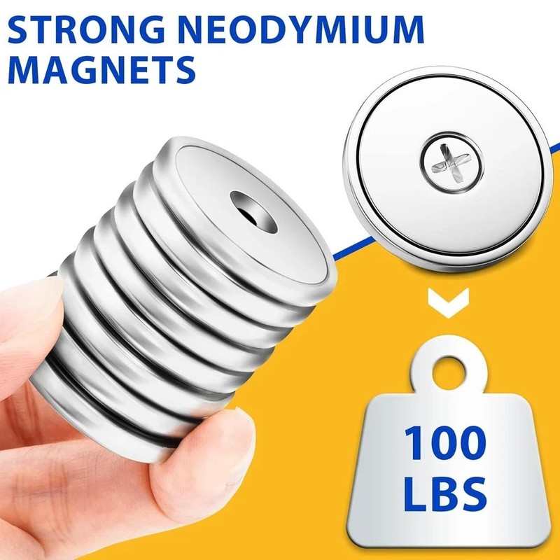 4 Pc or 8 Pc round Base Cup Magnet 100LBS Strong Rare Earth Magnet Heavy Duty gallery