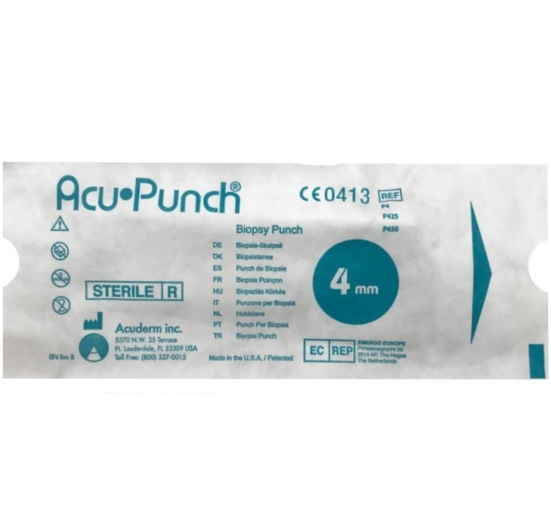 *25-Pieces* Acuderm Acu-Punch Biopsy 4mm Punches Sterile P425 gallery