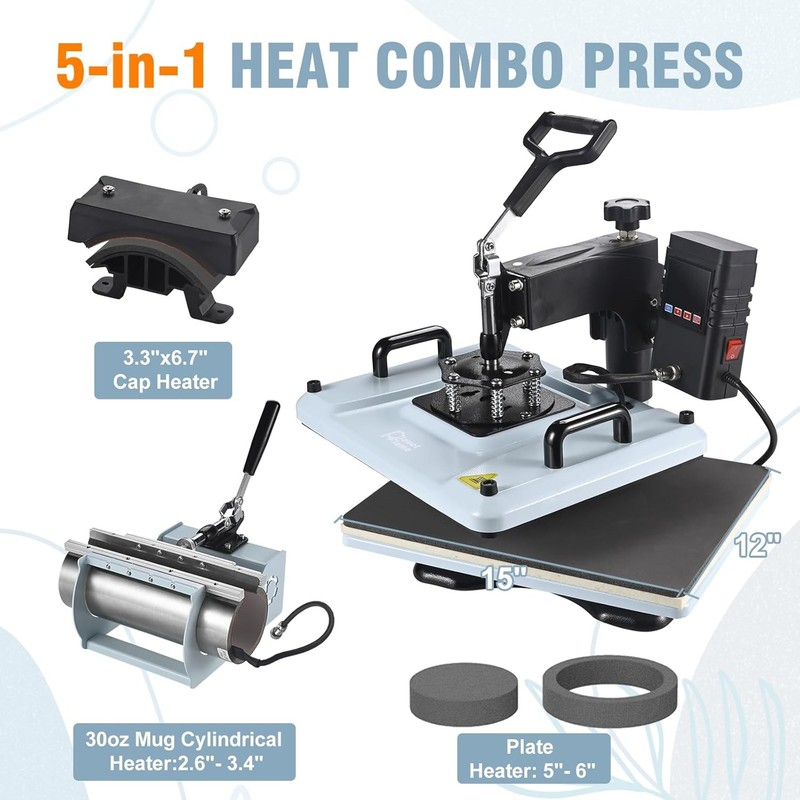 Blue Heat Press 12x15 5 In 1 T Shirt Hat Mug gallery