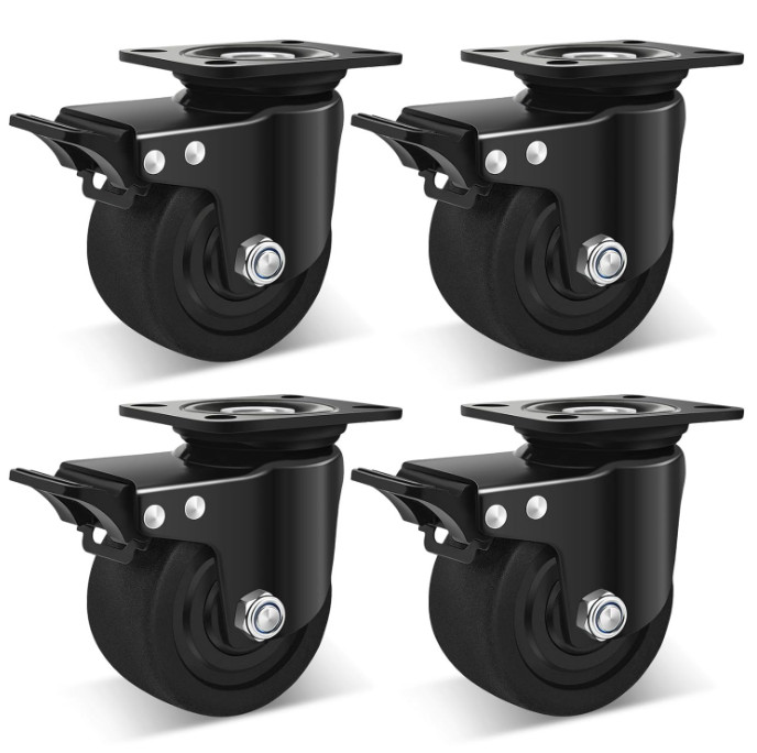 Ruedas giratorias 4″ con freno, nylon silencioso, carga 7000 lb juego 4