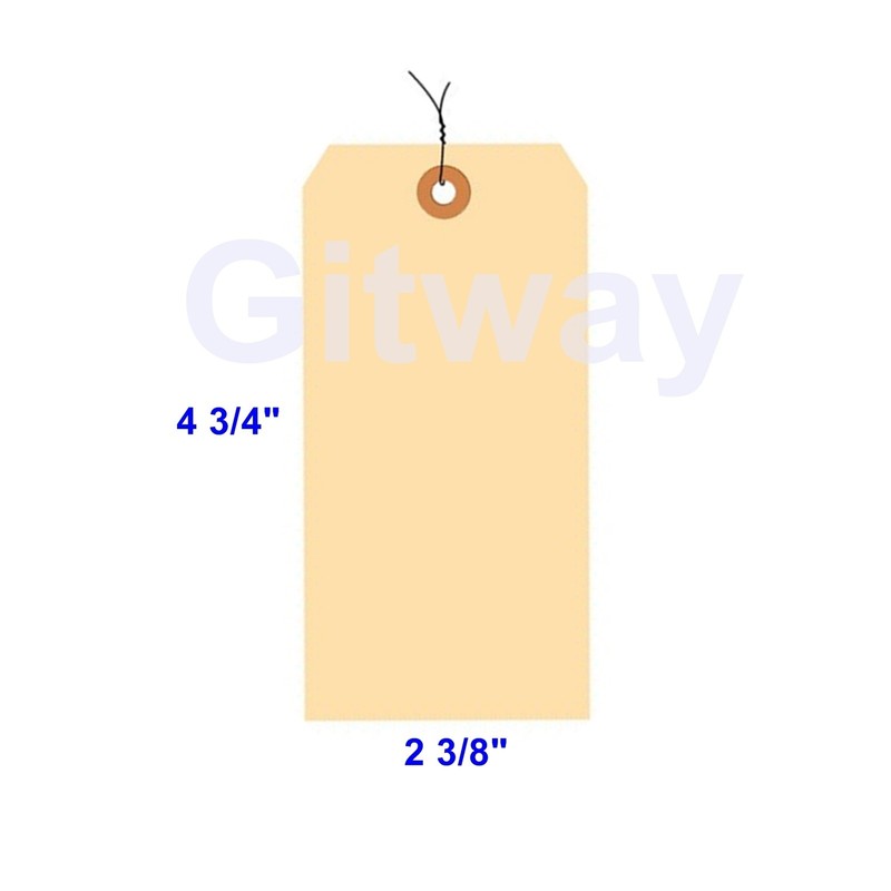 1000 of 4 3/4″ x 2 3/8″ Size 5 Manilla Shipping Hang Tag Tags with Wire 13 Pt