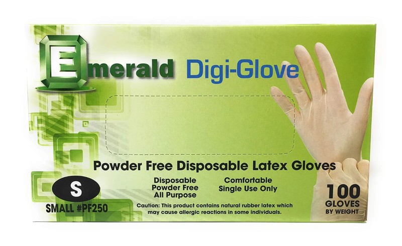 Emerald Digi-Gloves, Powder Free Disposable Latex Gloves (Small) 1 case gallery