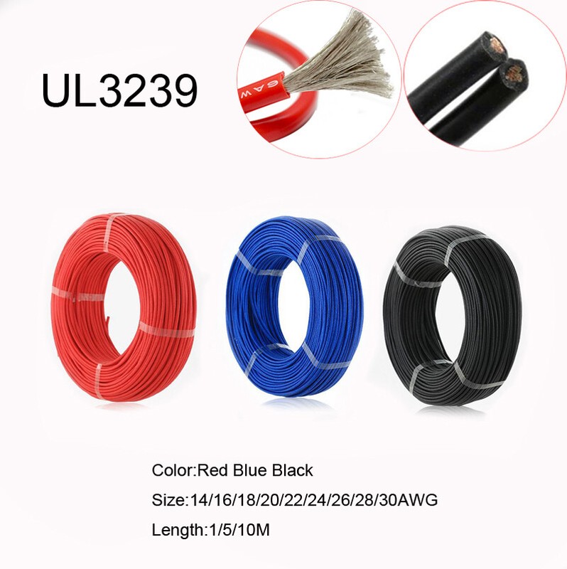 Silicone Wire Cable UL3239 14 16 18 20 22 24 26 28 30 AWG Soft Electronic Wire