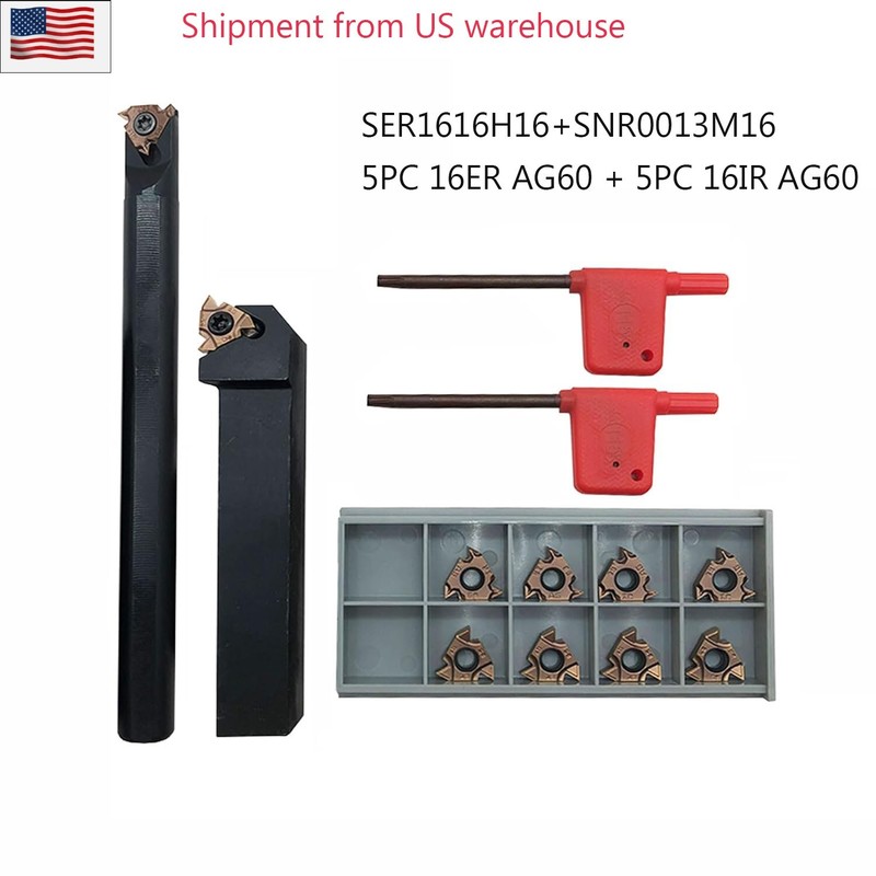 5 Pcs Boring Bar Lathe Internal Threading Inserts 1/2″ 5/8″ Turning Tool Holder