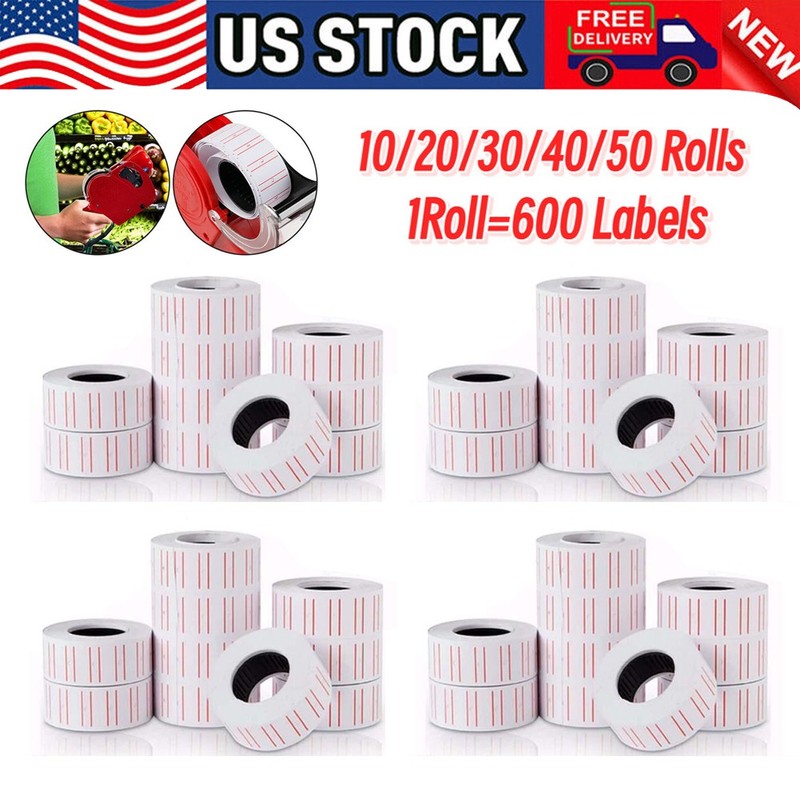 For MX-5500 Price Tag Gun Sticker Red line Retail Store 600 Labels per Roll +Ink