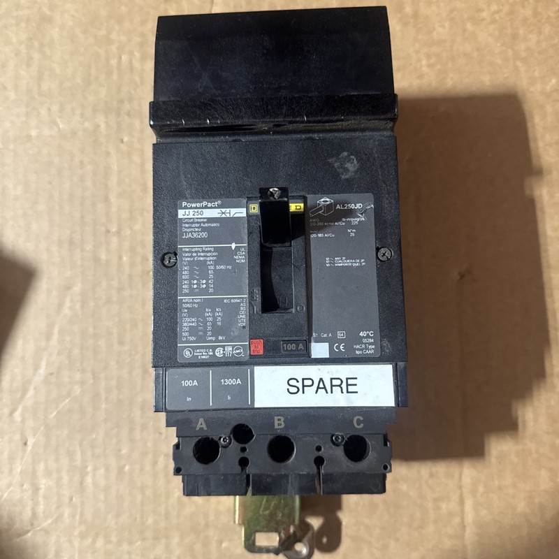 Square D JJA36200 200A 600V 3Pole ILine PowerPact Circuit Breaker