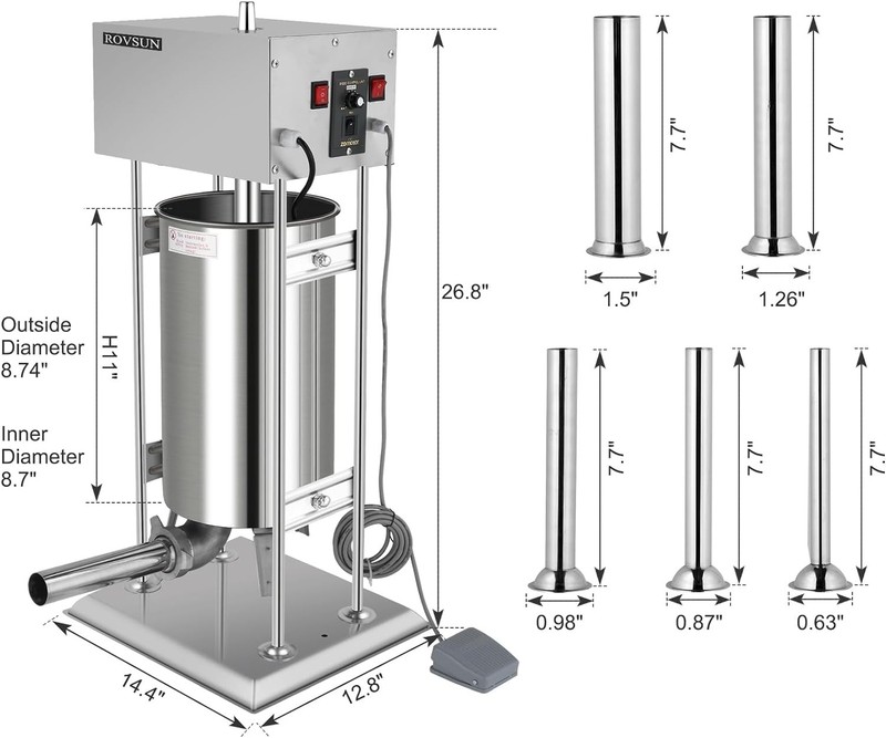 Vertical Electric Adjustable Speed Sausage Filler Stuffer, 15.4LBS/10L Capacity gallery