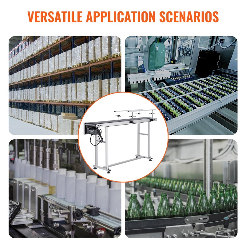 VEVOR Belt Conveyor PVC Stainless Steel Belt Conveyor 59"x7.8" Double Guardrail gallery