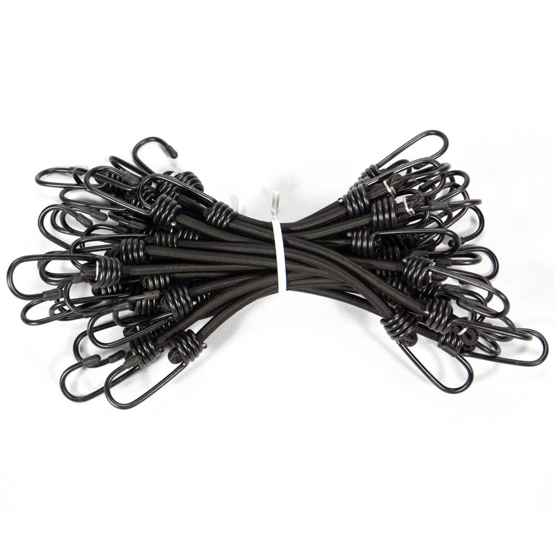 5/16 Inch x 18 Inch Black Bungee Cords Bundle of 25