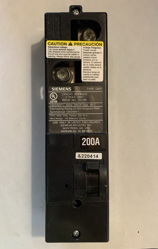 Siemens QS2200H 200A 240V Main Breaker