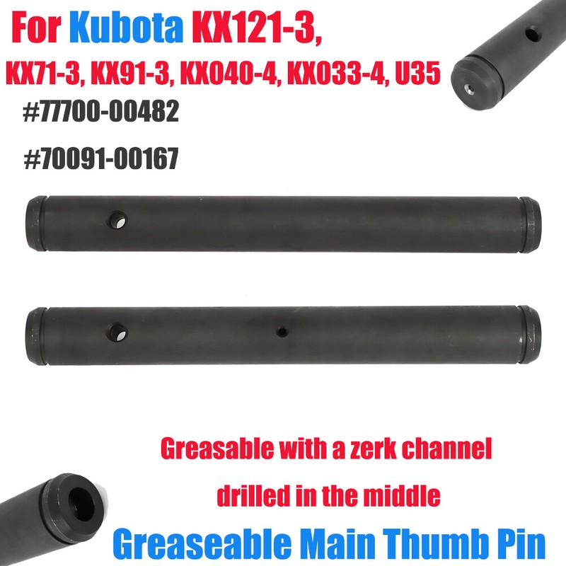 Greaseable Main Thumb Pin For Kubota KX121-3, KX71-3, KX91-3 U35 #70091-00167