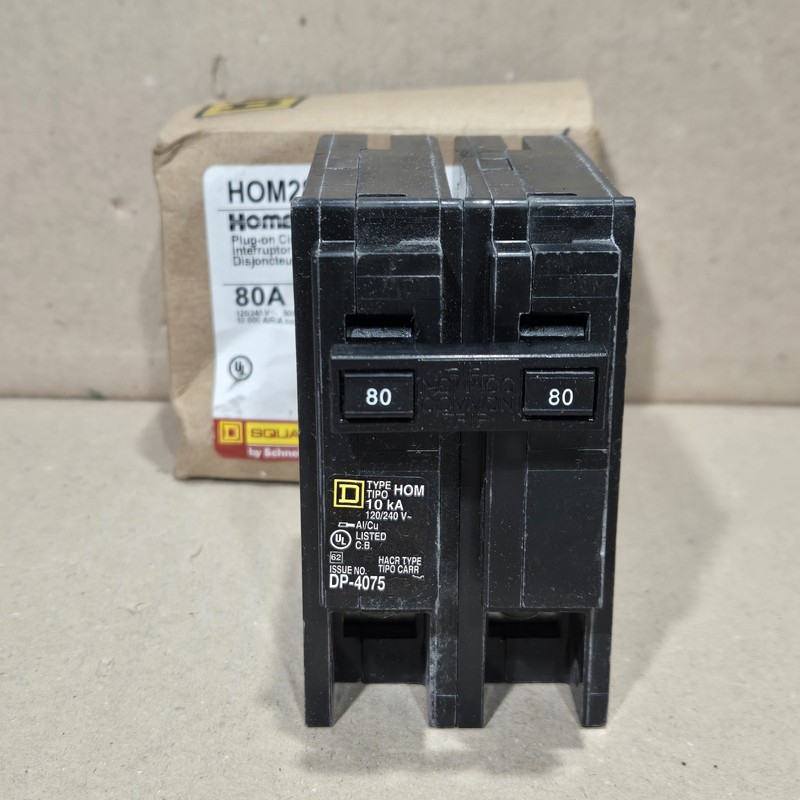 New Square D HOM280 80 Amp 2 Pole 120/240V Plug On Circuit Breaker