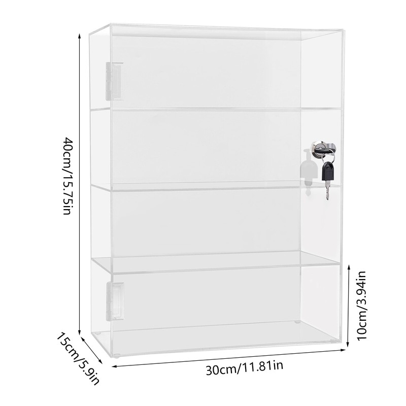 Clear Acrylic Display Case Countertop Cabinet Box 4 Shelves Showcase with Lock gallery