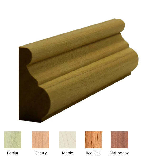 EWBC13 Traditional Base Cap Moulding, 11/16″ x 1-3/8″ Unfinished Solid Hardwood