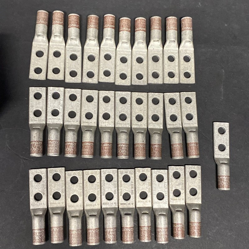 (31) Burndy YA2CL2TC14 compression lugs 2 hole 2 awg 1/4" stud hole Brown Die Z8 gallery
