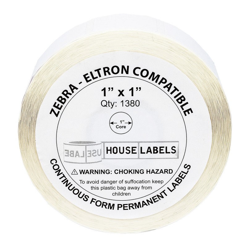 ZEBRA / ELTRON 1x1 (1" x 1") SQUARE Direct Thermal Labels - (1) Roll of 1380 gallery