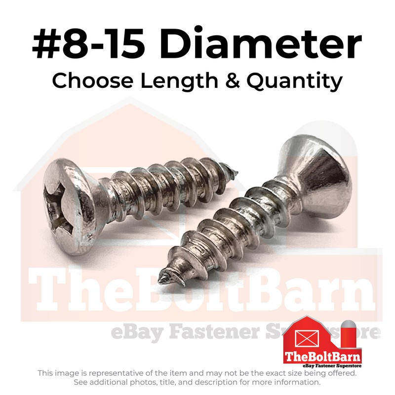 #8 316 Stainless Steel Phil Oval Type A Self Tapping Screws (Pick Length&Qty)