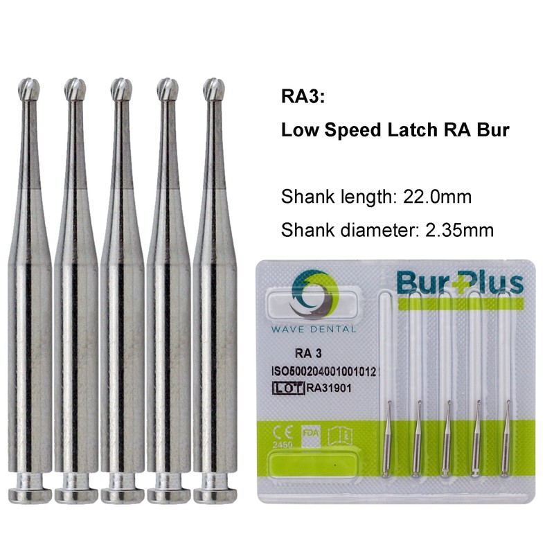 WAVE Dental Round Latch Carbide Bur RA 1 2 3 4 5 6 7 8 Midwest LA For Slow Speed gallery