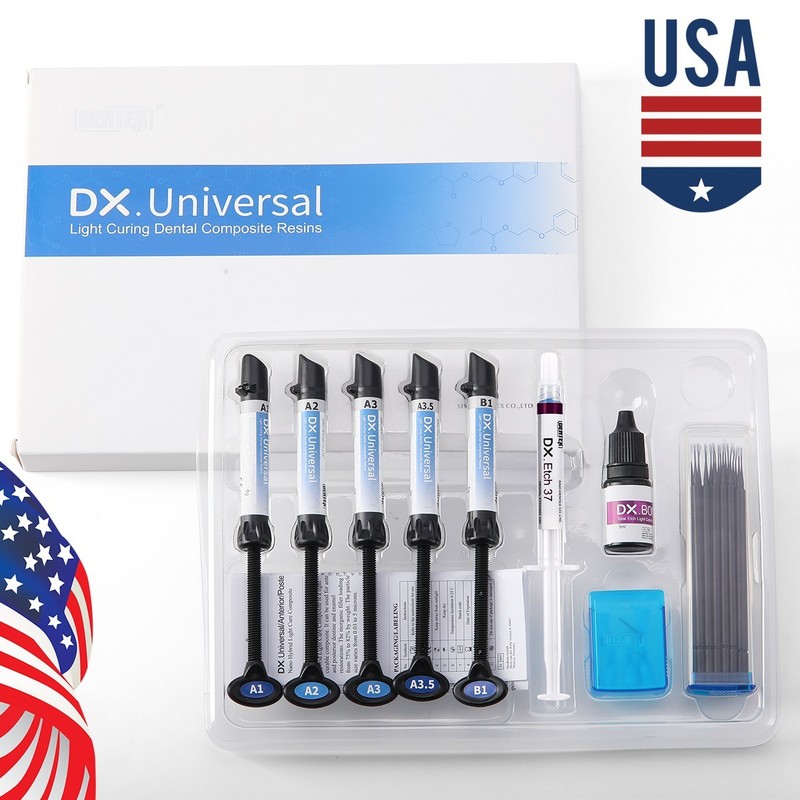 DENTEX Dental Light Cure Composite Resin Syringe Kit Shade A1 A2 A3 A3.5 B1