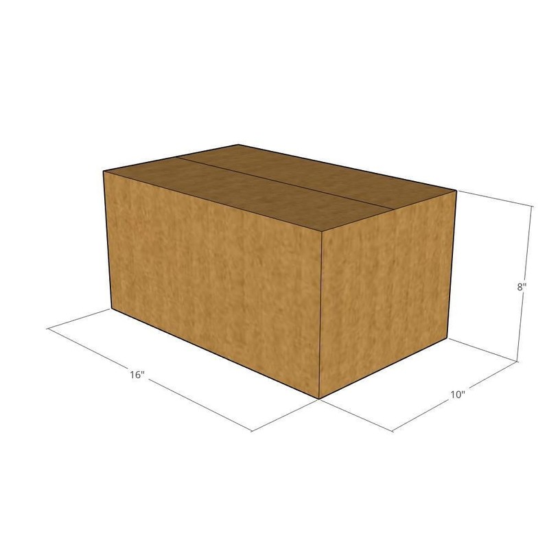 200 16x10x8 Kraft Brown Corrugated Shipping Boxes 32 ECT Single-Wall New