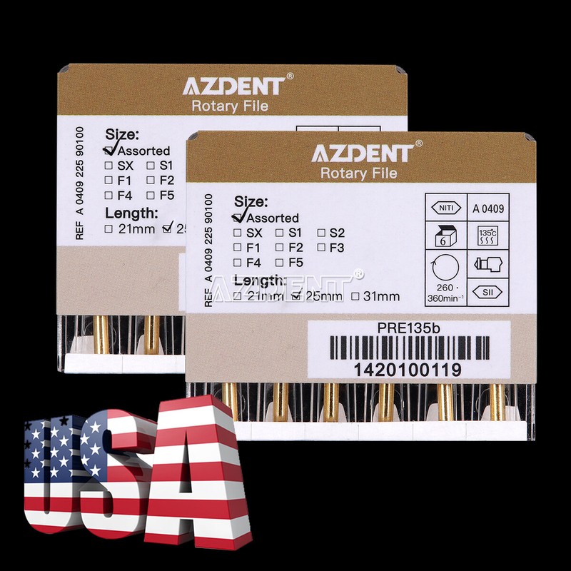 AZDENT Dental Endodontic Gold Taper NITI Rotary Files Engine Use 25mm 6PCS/Packs gallery