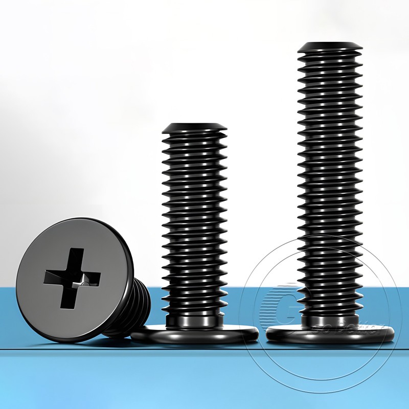 M1 - M2.5 Black Galvanised CM Phillips Ultra Thin Flat Wafer Head Screw Bolt gallery