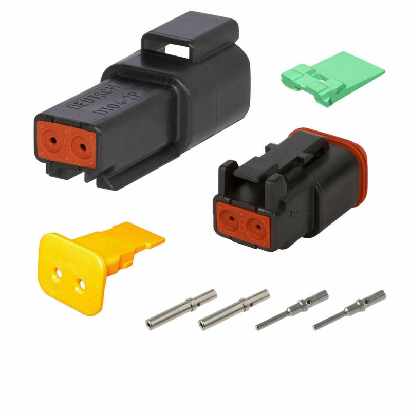 2 Pin Black Deutsch DT DT04-2P DT06-2S waterproof connector kit – Solid contacts