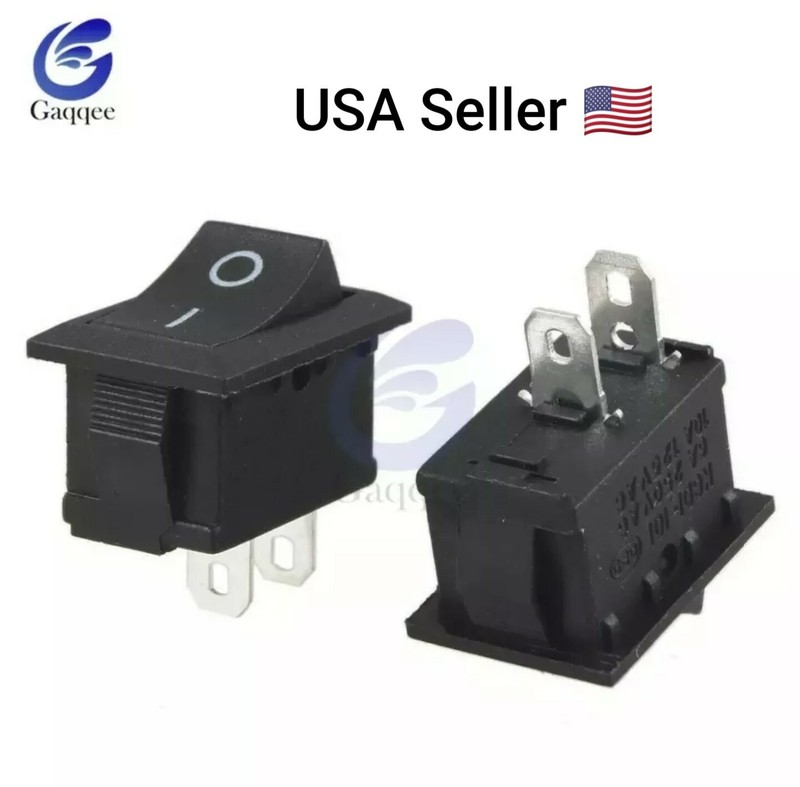 1 PC Black Push Button Mini Switch 6A-10A 250V KCD1-101 2Pin Snap-in On/Off