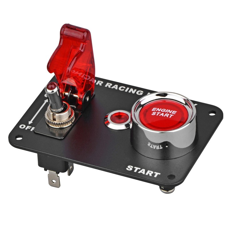 Racing Car Ignition Switch Panel 12V 2in1 Engine Start Push Button Red gallery