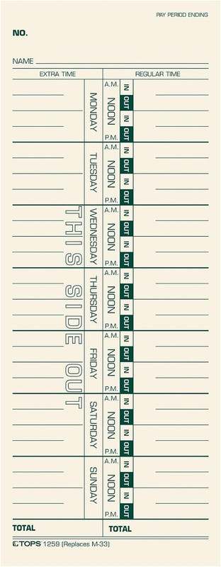 Time Cards, Weekly, 1-Sided, 3-1/2″ X 9″, Manila, Green Print, 500-Count (1259)