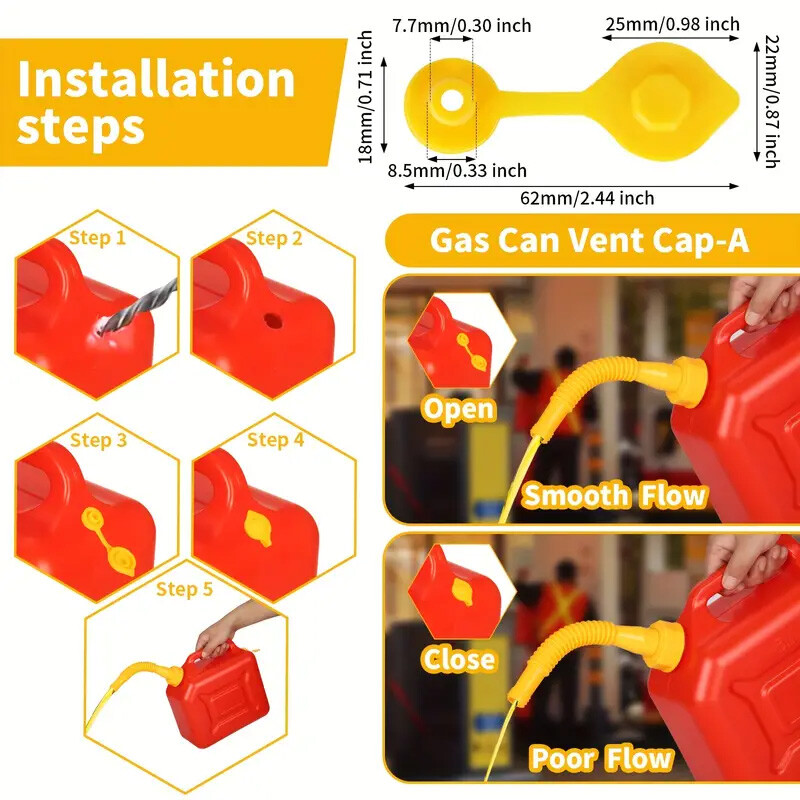 5Pcs Yellow Fuel Gas Can Jug Vent Cap Blitz Scepter Essence Midwest Eagle gallery
