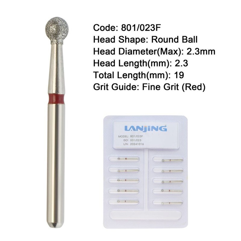 Dental Burs Diamond Round End Taper Surgical Long Ball Barrel FG for High Speed gallery