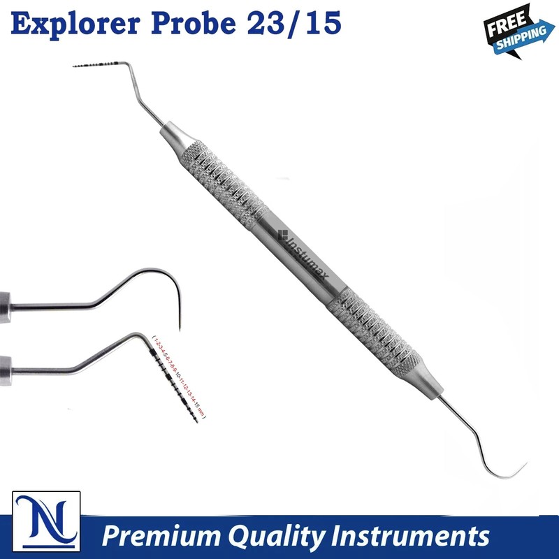 Sondas Dentales Explorer 23 UNC15 – Set de Diagnóstico y Periodoncia, Doble End