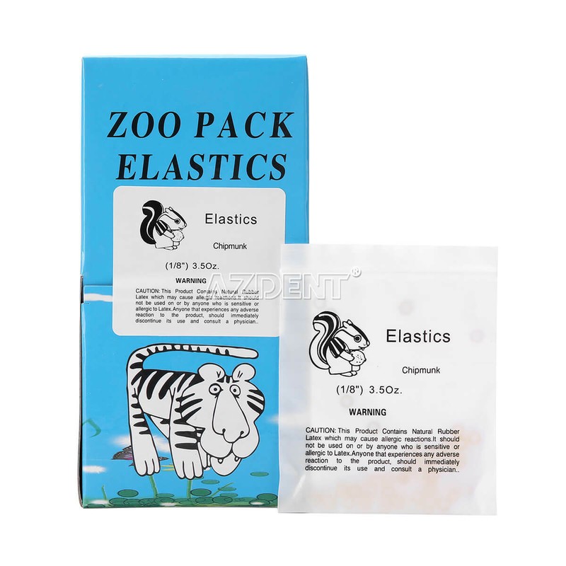 USA Dental Orthodontic Elastic Rubber Bands Latex Braces 3.5/5.0/6.5 OZ Zoo Pack