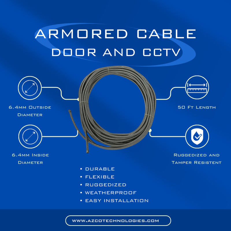 Flexible Steel Armored Cable Conduit, 50′, CCTV, Door Contacts, Security