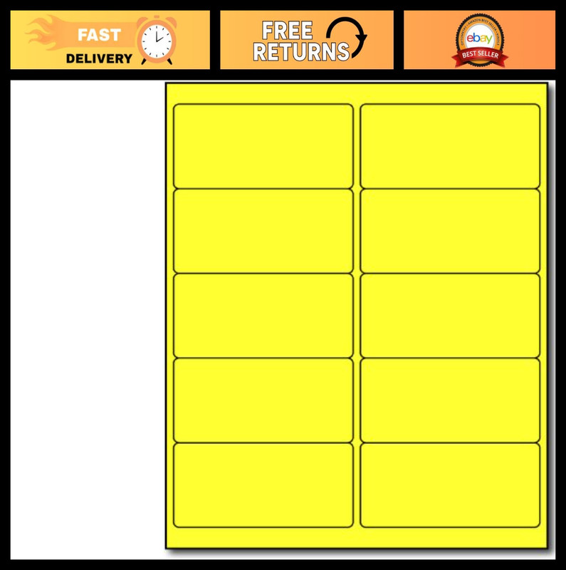 Fluorescent Yellow Shipping Labels 4″x2″ – 250 High-Visibility Mailing Stickers,