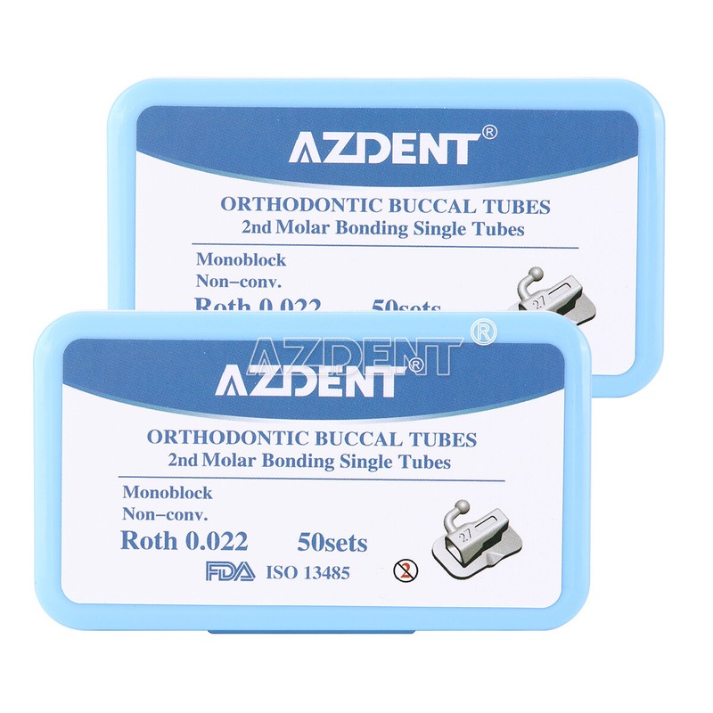 AZDENT Dental Orthodontic Buccal Tube 1st 2nd Molar Roth MBT 022/018 Bondable gallery