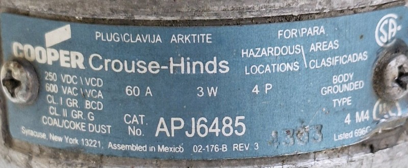 Crouse-Hinds APJ6485 Arktite Connector 60A 3W 4P gallery