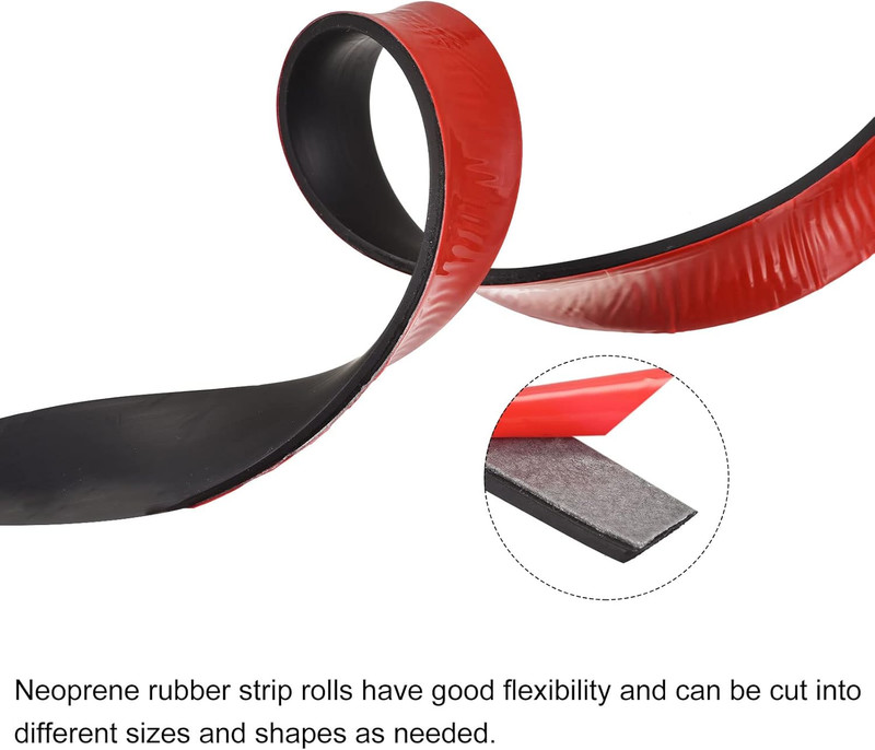 Adhesive Rubber Sheet Rolls 1/4" T X 0.39" W X 39.37" L, Neoprene Back Solid Rub gallery