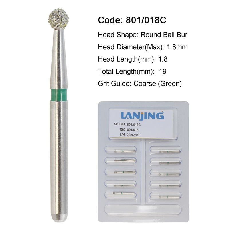 Dental Burs Diamond Round End Taper Surgical Long Ball Barrel FG for High Speed gallery