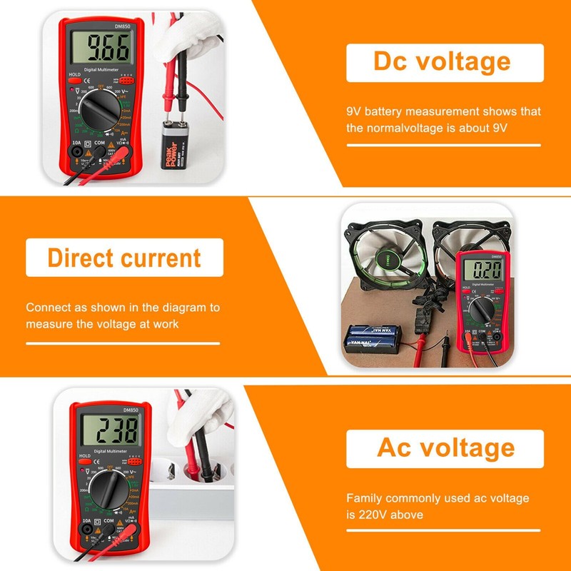 LCD Digital Multimeter Voltmeter Ammeter Ohmmeter Volt AC DC Tester Leads Meter gallery