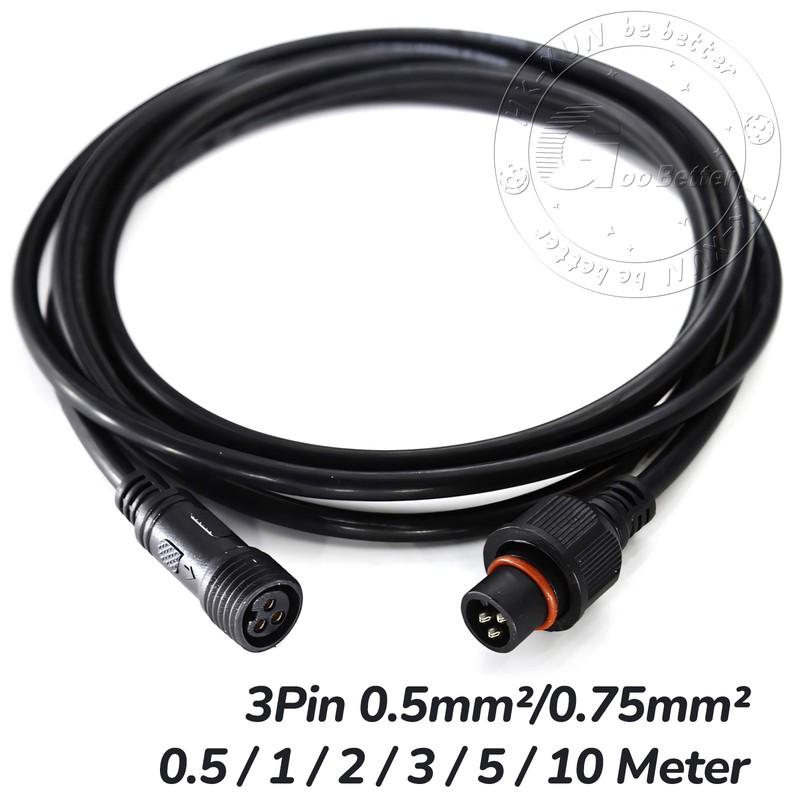 3 Pin Waterproof Extension Cable Connector Male Female Outdoor Led Light IP67 gallery