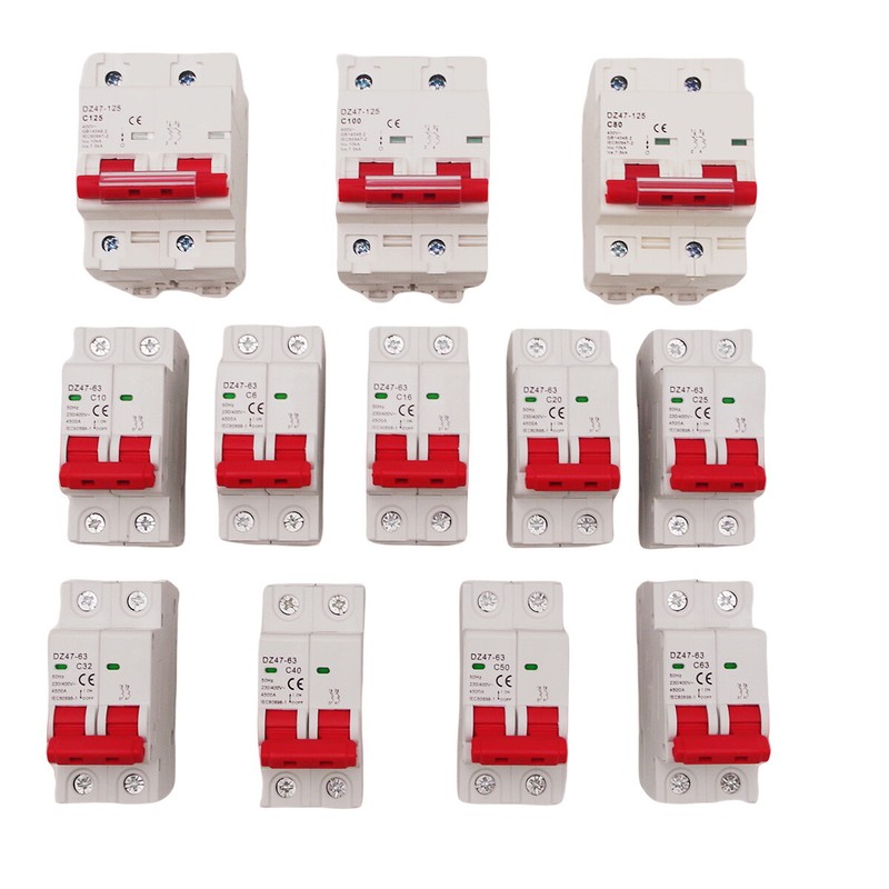 2P AC Mini Circuit Breaker AC MCB 2P 4.5kA 6/10/16/25/32/40/50/63A Din Rail gallery