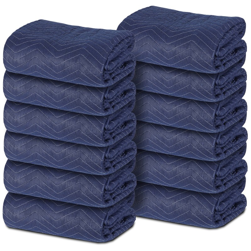 12 Pack Moving Blankets 72″x80″ Heavy Duty Packing Blankets Furniture Dark Blue