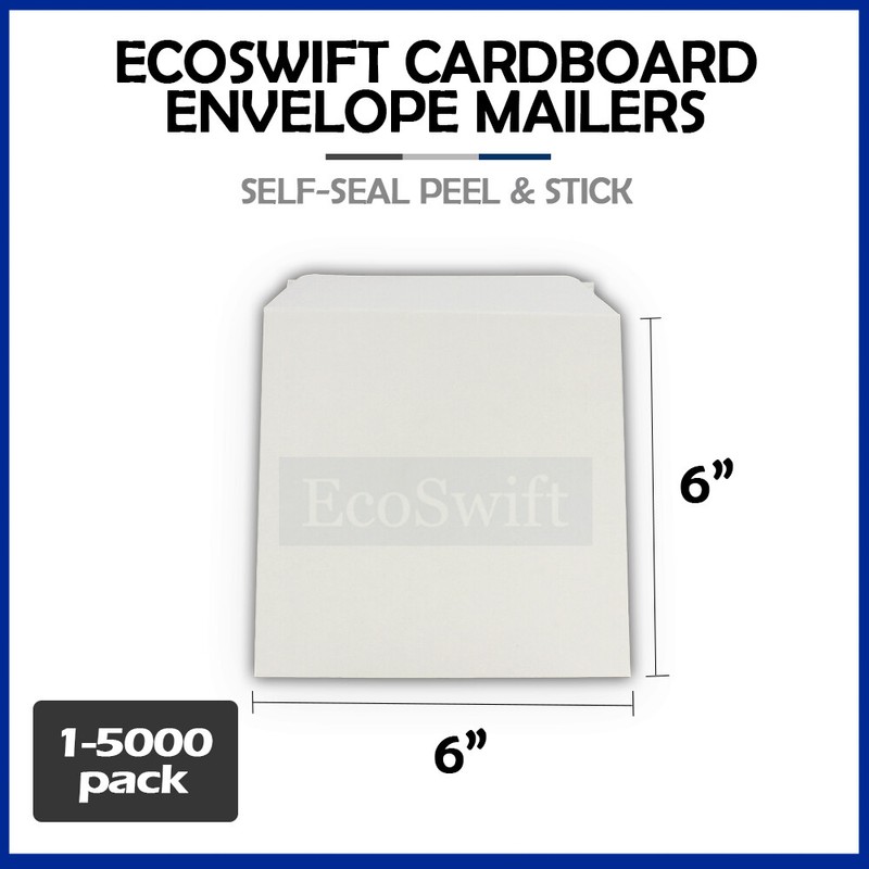 1-5000 6 x 6 EcoSwift CD/DVD Self Seal Photo Ship Flat Cardboard Envelope Mailer
